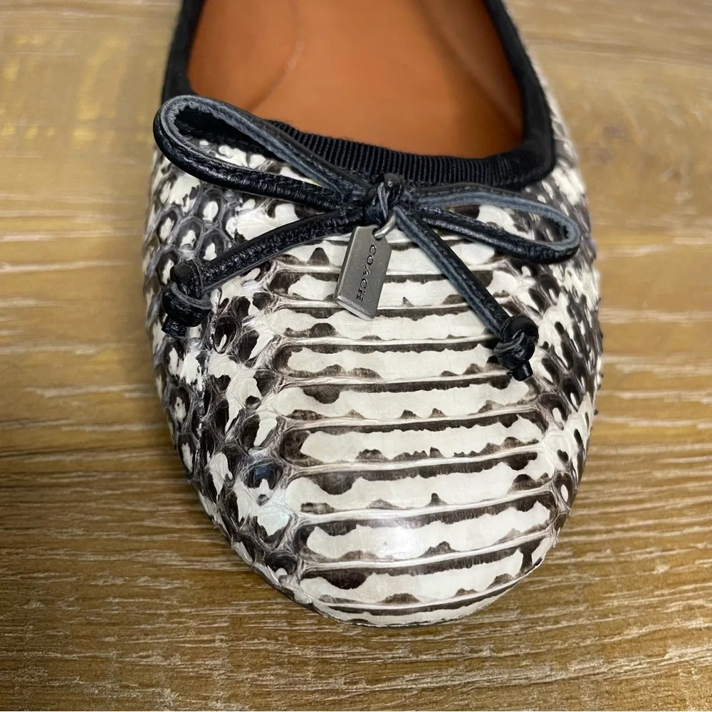 Coach Lola Ballet Black and White Snakeskin Flats Size 7